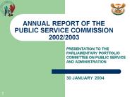ANNUAL REPORT OF THE PUBLIC SERVICE COMMISSION 2002/2003