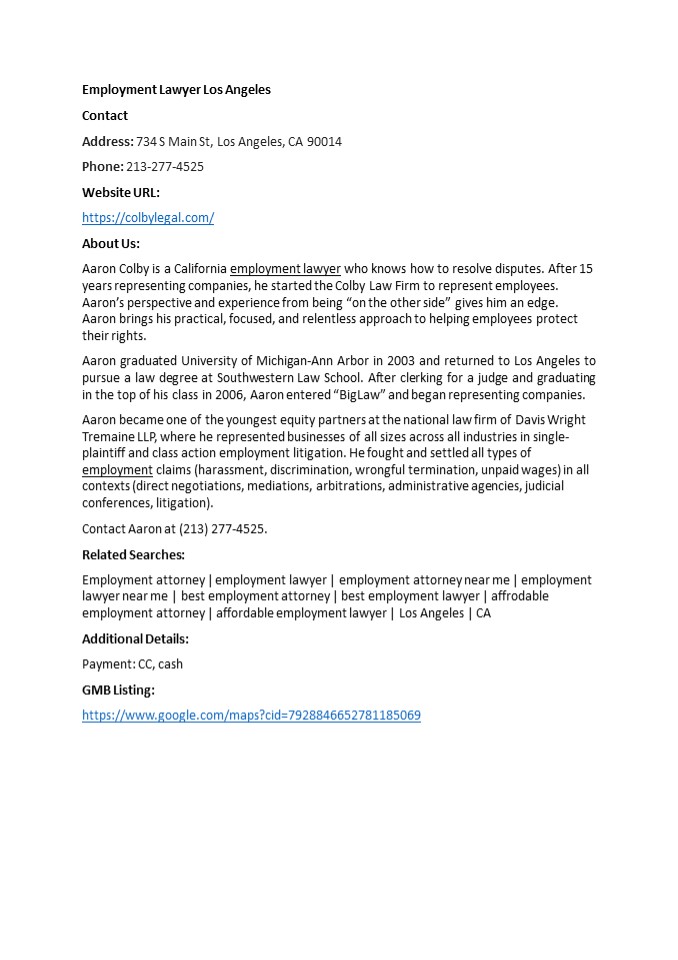 Employment Lawyer Los Angeles