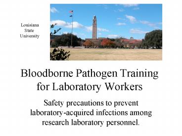 Bloodborne Pathogen Training for Laboratory Workers
