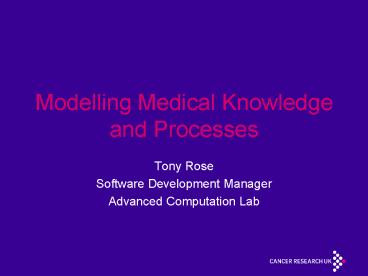 Modelling Medical Knowledge and Processes