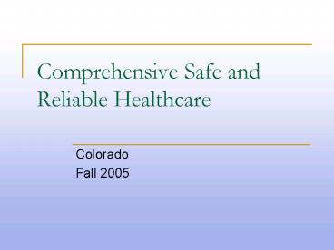 Comprehensive Safe and Reliable Healthcare