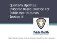 Quarterly Updates: Evidence Based Practice For Public Health Nurses Session III PowerPoint PPT Presentation