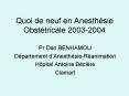 Quoi de neuf en Anesthsie Obsttricale 20032004 PowerPoint PPT Presentation