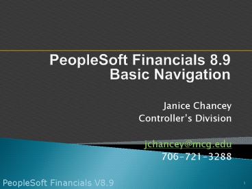 PeopleSoft Financials 8'9 Basic Navigation