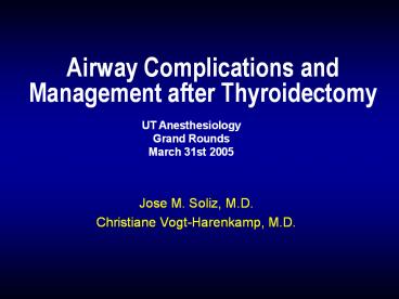 Airway Complications and Management after Thyroidectomy
