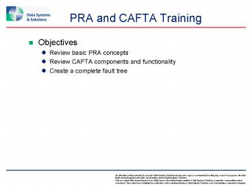 PRA and CAFTA Training