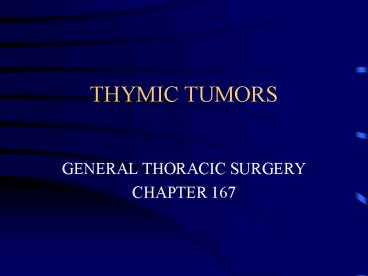 THYMIC TUMORS
