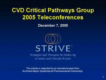 CVD Critical Pathways Group 2005 Teleconferences
