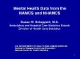 Mental Health Data from the NAMCS and NHAMCS Susan M. Schappert, M.A. Ambulatory and Hospital Care Statistics Branch Division of Health Care Statistics PowerPoint PPT Presentation