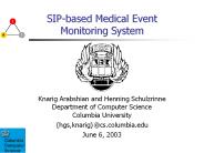 SIPbased Medical Event Monitoring System