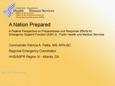 HHS ASPR ESF 8 REC Brief