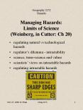 Managing Hazards: Limits of Science Weinberg, in Cutter: Ch 20 PowerPoint PPT Presentation