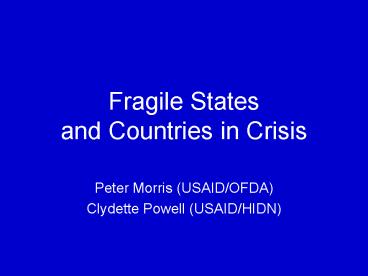 Fragile States and Countries in Crisis