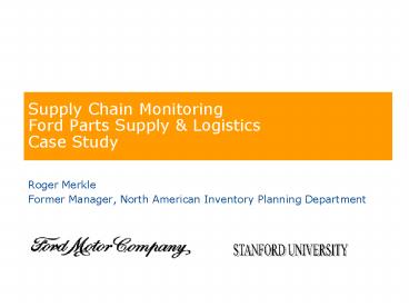 Supply Chain Monitoring Ford Parts Supply