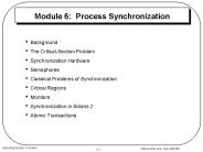 Module 6: Process Synchronization
