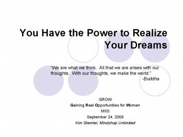 You Have the Power to Realize Your Dreams