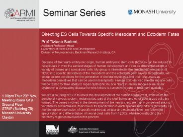 Directing ES Cells Towards Specific Mesoderm and Ectoderm Fates