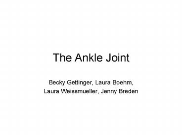The Ankle Joint