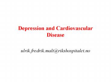 Depression and Cardiovascular Disease