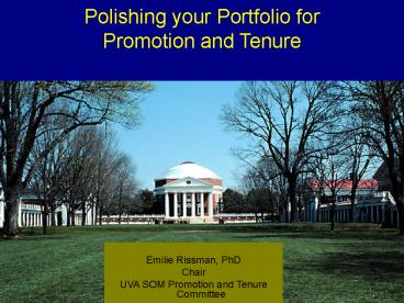 Promotion and Tenure at the University of Virginia School of Medicine