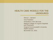HEALTH CARE MODELS FOR THE UNINSURED