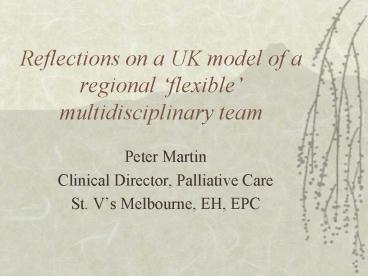 Reflections on a UK model of a regional flexible multidisciplinary team