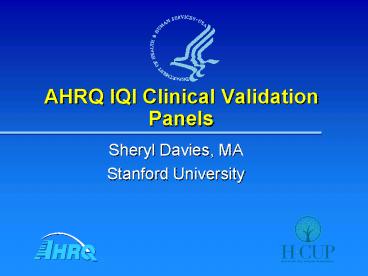 AHRQ IQI Clinical Validation Panels