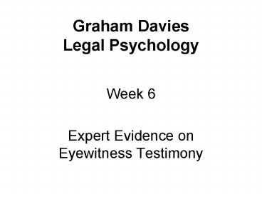 Graham Davies Legal Psychology