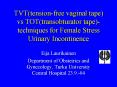 TVT(tension-free vaginal tape) vs TOT(transobturator tape)-techniques for Female Stress Urinary Incontinence PowerPoint PPT Presentation
