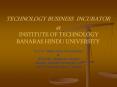 TECHNOLOGY BUSINESS INCUBATOR at INSTITUTE OF TECHNOLOGY BANARAS HINDU UNIVERSITY PowerPoint PPT Presentation