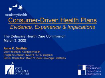 ConsumerDriven Health Plans