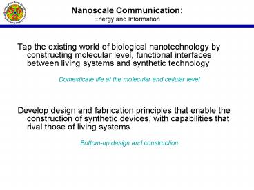 Nanoscale Communication: Energy and Information