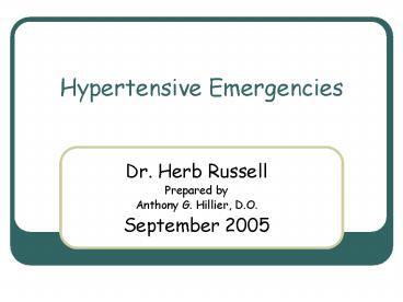 Hypertensive Emergencies