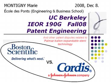 UC Berkeley IEOR 190G  Fall08 Patent Engineering