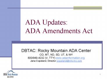 ADA Updates: ADA Amendments Act