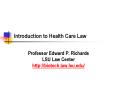 Introduction to Health Care Law PowerPoint PPT Presentation