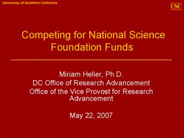 Competing for National Science Foundation Funds