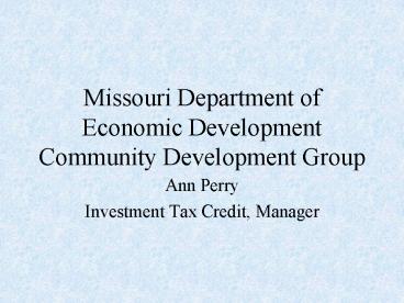 Missouri Department of Economic Development Community Development Group