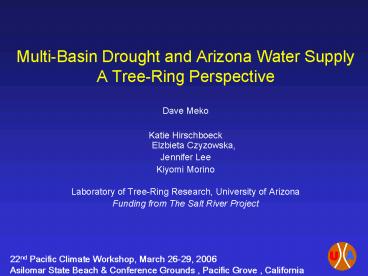 MultiBasin Drought and Arizona Water Supply A TreeRing Perspective