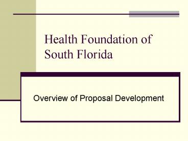 Health Foundation of South Florida