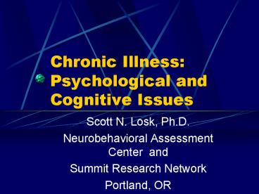 Chronic Illness: Psychological and Cognitive Issues