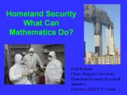 Homeland Security What Can Mathematics Do?