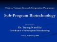 SwedenVietnam Research Cooperation Programme SubProgram Biotechnology PowerPoint PPT Presentation