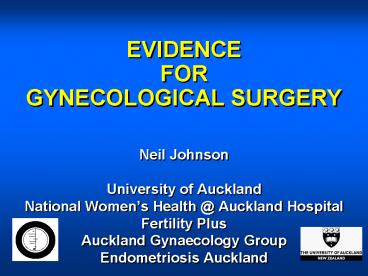 EVIDENCE FOR GYNECOLOGICAL SURGERY