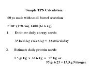 Sample TPN Calculation: