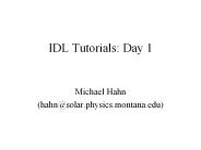 IDL Tutorials: Day 1