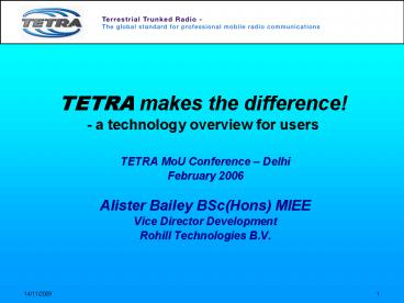 TETRA makes the difference a technology overview for users