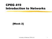 CPEG 419 Introduction to Networks