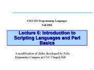 Lecture 6: Introduction to Scripting Languages and Perl Basics