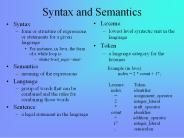 Syntax and Semantics
